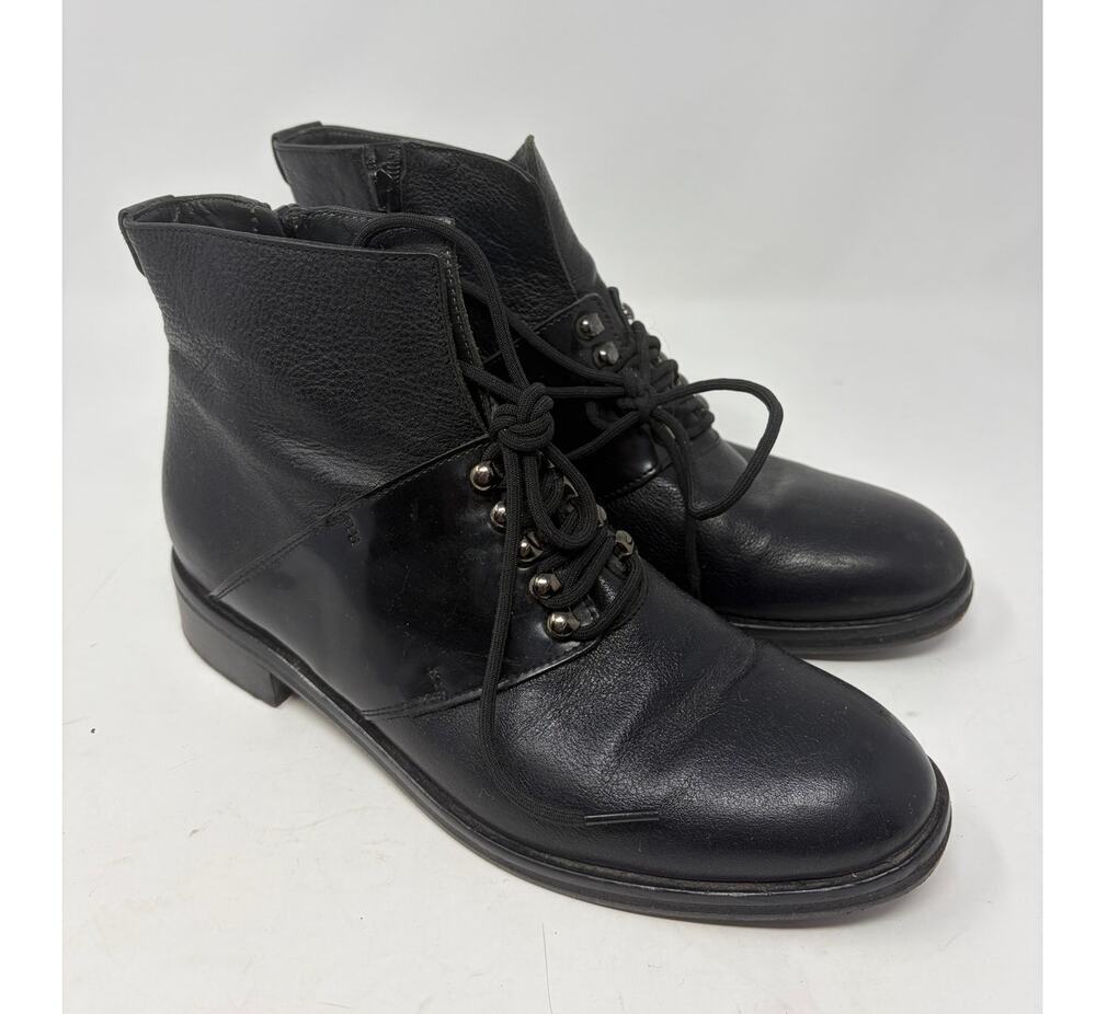 Napoleoni flat boots leather black EU 37 lace up